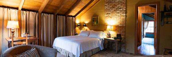 Guest room at Maison Madeleine B&B, authentic 1840 French Creole cottage located on the edge of Lake Martin cypress swamp, Breaux Bridge, Louisiana, USA